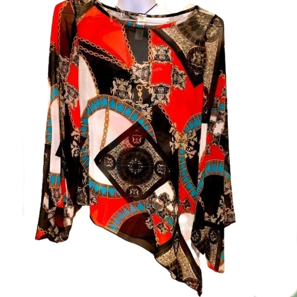 Sheer Yahada scarf print too, Sz Small